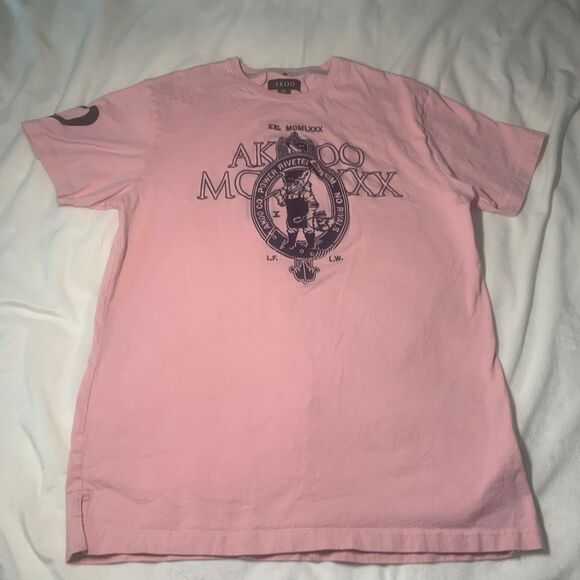 AKOO Pink and Blue Embroidered Fox Riveter Short Sleeve Tee Shirt Size XXL - Picture 1 of 6